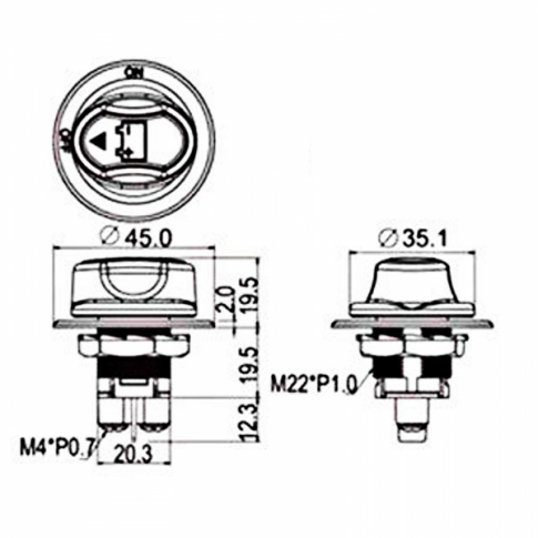 50A 12V/24V/48V panel mount battery isolator switch with M4 terminals