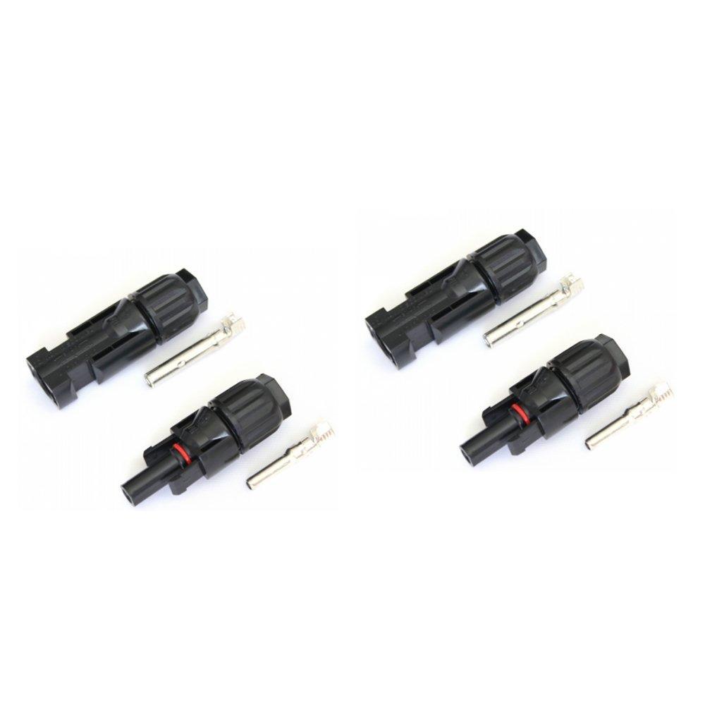 2 Pairs of MC4 compatible connectors for 10mm2 cable, suitable for solar panels, extension leads or photovoltaic systems - 4Boats