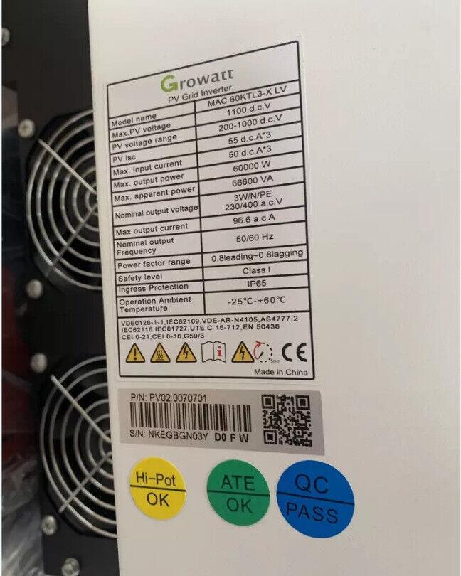 Growatt 60 KTL3 Three Phase Inverter - 6 MPPT - Solarika.co.uk