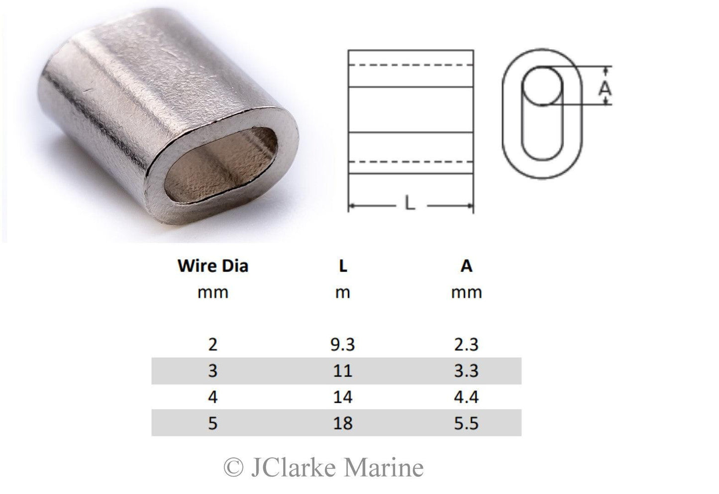 Nickel plated copper ferrules for crimping wire rope - 4Boats
