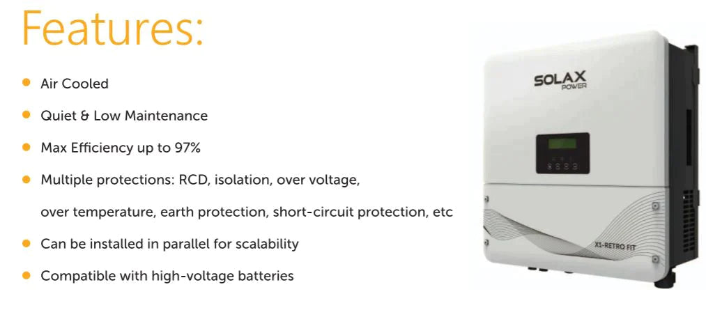 SolaX X1 RetroFit AC Coupled Battery charger Inverter HV 5.0kW - Solarika.co.uk