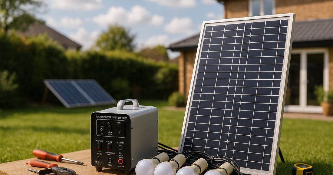 Off-Grid Solar Solutions: 25W System with Battery and LED Lights