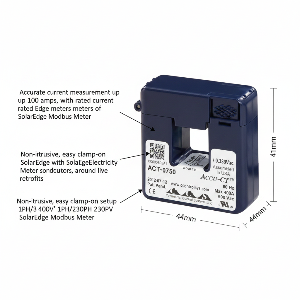 100A CT Clamp for SolarEdge Wattnode Modbus - Technical specification image 2