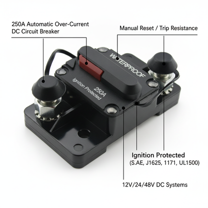 250A 12V/24V/48V Automatic over-current DC circuit breaker - Technical specification image 2