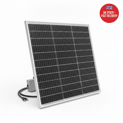 80W 12V monocrystalline solar panel with 90cm cable - UK Stock image 1