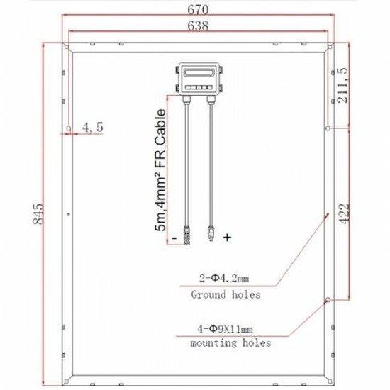 100W 12V solar panel with 5m cable - 4Boats