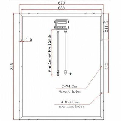 100W 12V solar panel with 5m cable - 4Boats