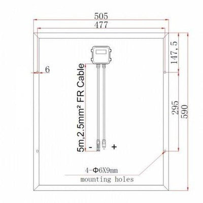 100W (50W+50W) solar panels with 2 x 5m cable - 4Boats