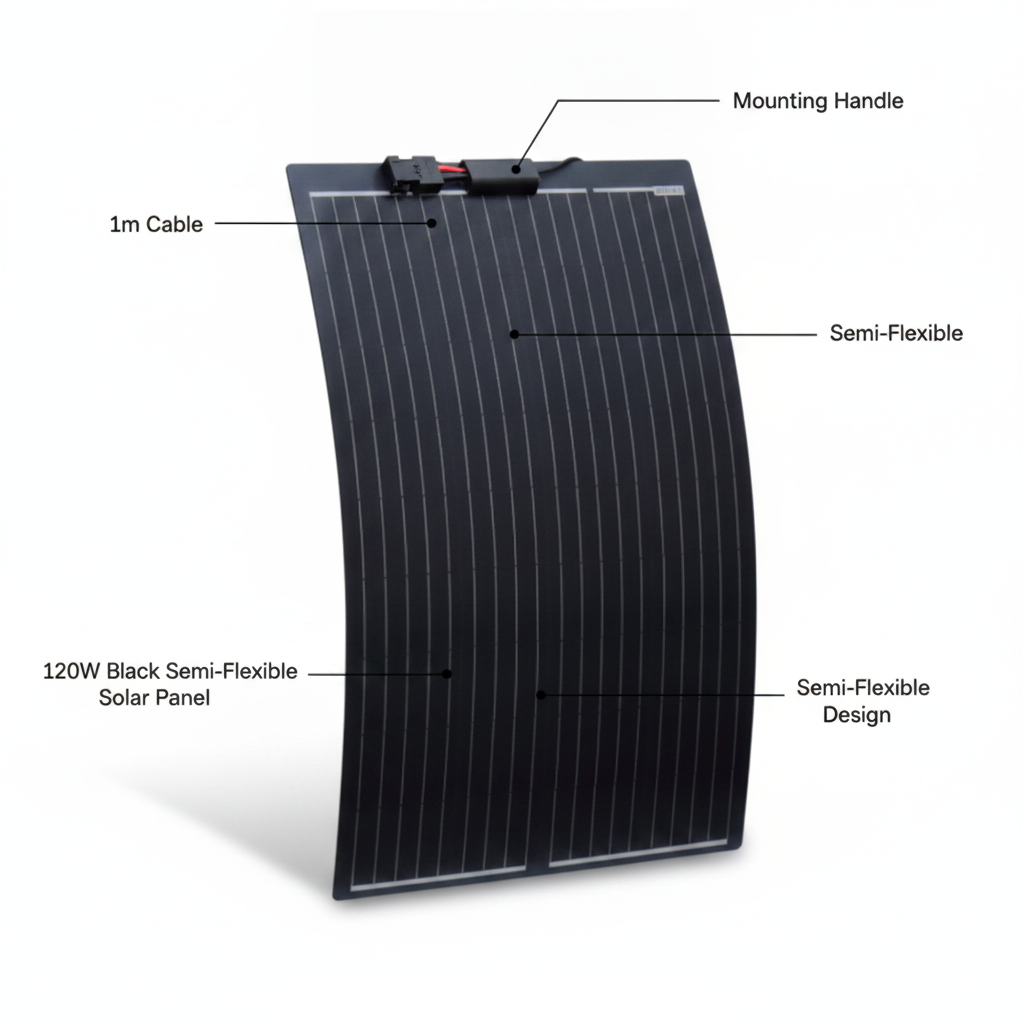 120W black semi-flexible solar panel with 1m cable - Technical specification image 2