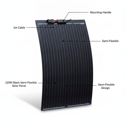 120W black semi-flexible solar panel with 1m cable - Technical specification image 2