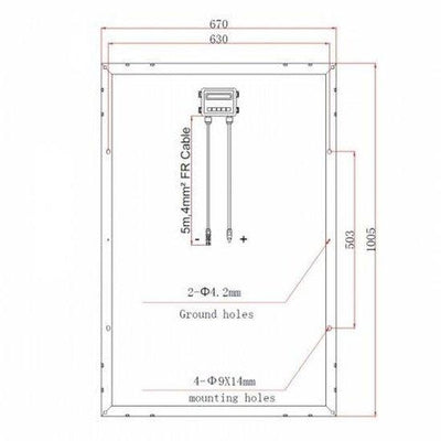 120W 12V solar panel with 5m cable - 4Boats