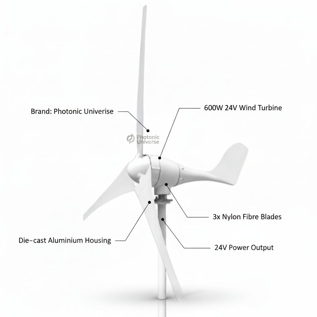 600W 24V wind turbine with 3 blades - Technical specification image 2