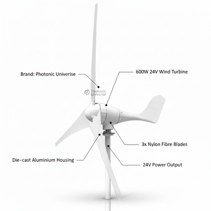 600W 24V wind turbine with 3 blades - Technical specification image 2