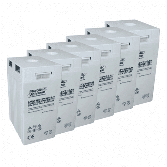 12V 500Ah AGM deep cycle battery bank (6 x 2V batteries) for large power systems and energy storage - 4Boats