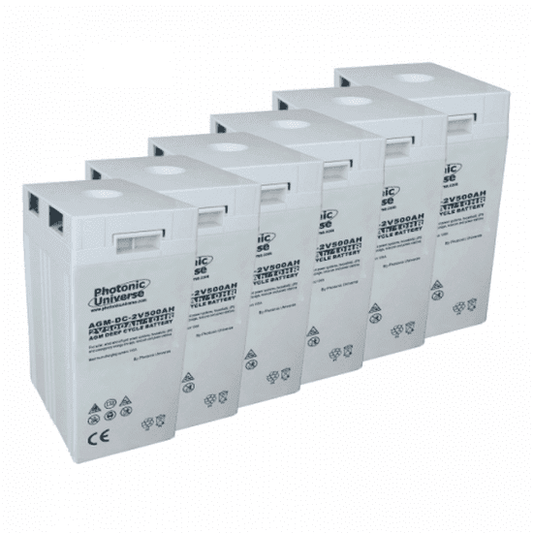 12V 500Ah AGM deep cycle battery bank (6 x 2V batteries) for large power systems and energy storage - 4Boats