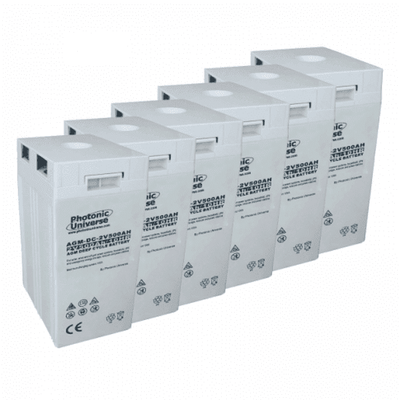 12V 500Ah AGM deep cycle battery bank (6 x 2V batteries) for large power systems and energy storage - 4Boats