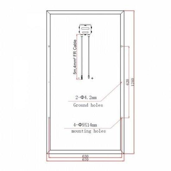 150W 12V solar panel with 5m cable - 4Boats