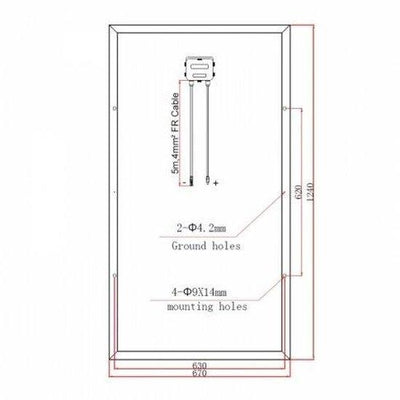 150W 12V solar panel with 5m cable - 4Boats