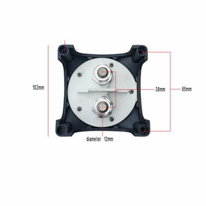 600A 12V/24V/48V surface and panel mount battery isolator switch with M12 terminals