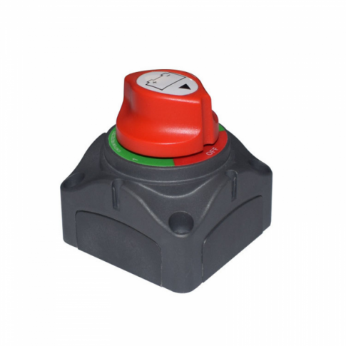 200A 12V/24V/48V surface and panel mount battery isolator switch with M8 terminals for 2 batteries