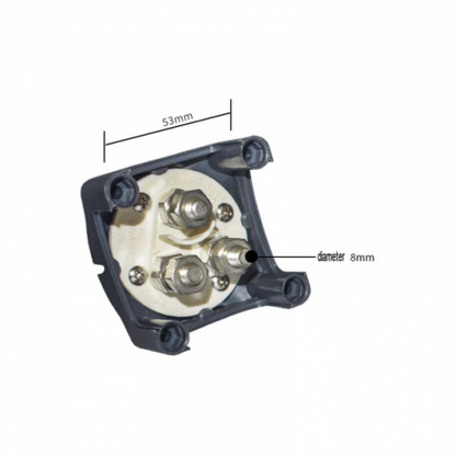 200A 12V/24V/48V surface and panel mount battery isolator switch with M8 terminals for 2 batteries