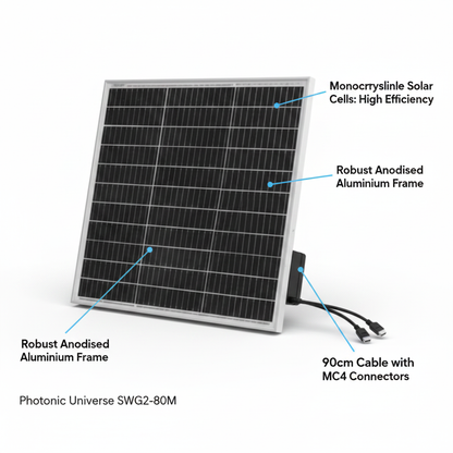 80W 12V monocrystalline solar panel with 90cm cable - Technical specification image 2