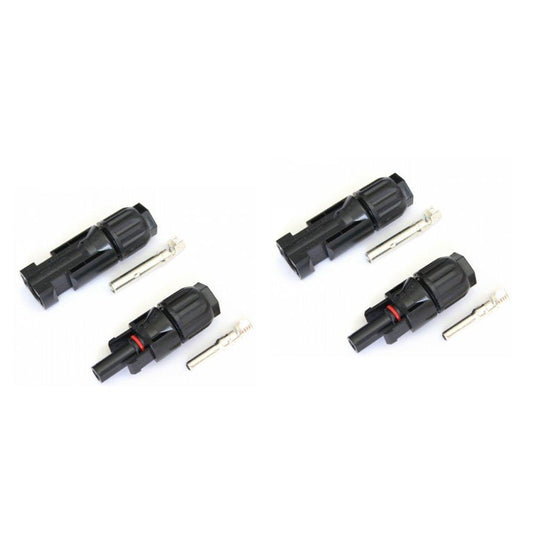 2 Pairs of MC4 compatible connectors for 10mm2 cable, suitable for solar panels, extension leads or photovoltaic systems - 4Boats