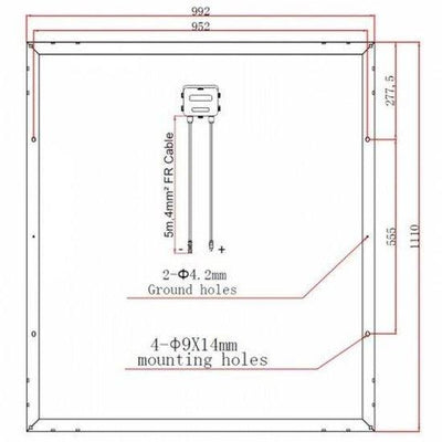 200W 12V solar panel with 5m cable - 4Boats