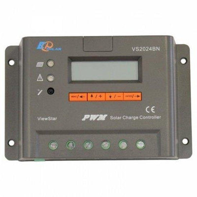 20A 12V/24V solar charge controller with LCD display, adjustable charging settings and energy statistics - 4Boats