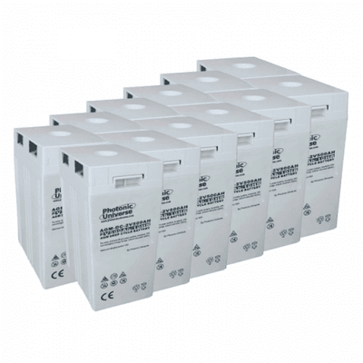24V 500Ah AGM deep cycle battery bank (12 x 2V batteries) for large power systems and energy storage - 4Boats