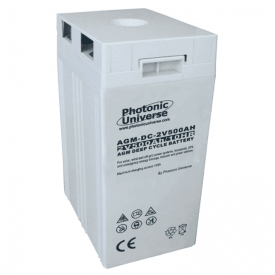 24V 500Ah AGM deep cycle battery bank (12 x 2V batteries) for large power systems and energy storage - 4Boats