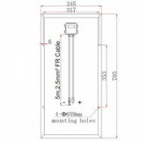 40W 12V solar panel with 5m cable - 4Boats