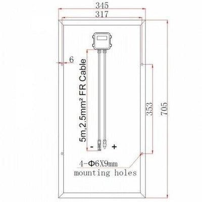 40W 12V solar panel with 5m cable - 4Boats