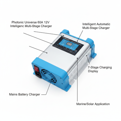 60A 12V Intelligent automatic multi-stage mains battery charger - Technical specification image 2