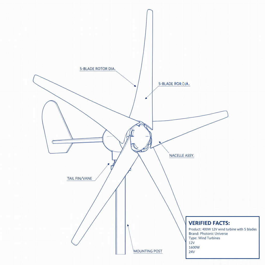 400W 12V wind turbine with 5 blades - Technical specification image 3