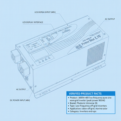 3000W 48V low frequency pure sine wave off-grid inverter (peak power 9000W) - Technical specification image 3