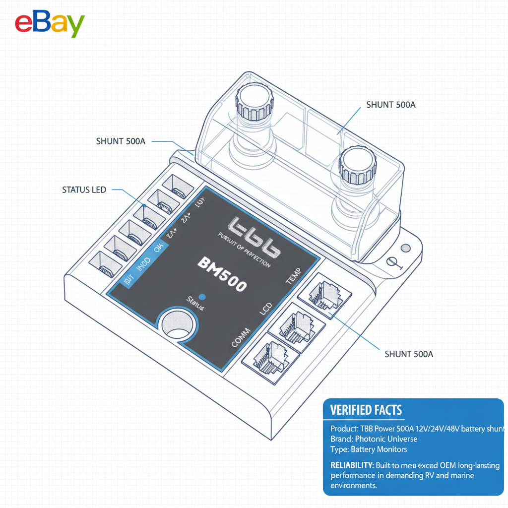 TBB Power 500A 12V/24V/48V battery shunt - Technical specification image 3