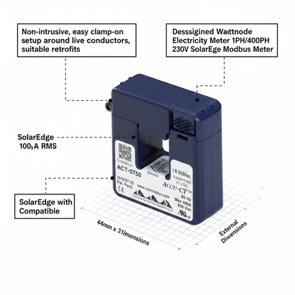100A CT Clamp for SolarEdge Wattnode Modbus - Technical specification image 4