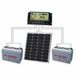 80W 12V dual battery solar kit for camper / boat with controller and cable - 4Boats