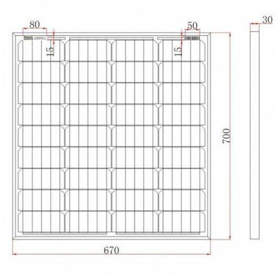 80W 12V solar panel with 5m cable - 4Boats