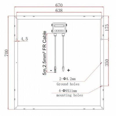 80W 12V solar panel with 5m cable - 4Boats