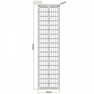 80W Reinforced narrow semi-flexible solar panel with a durable ETFE coating - 4Boats