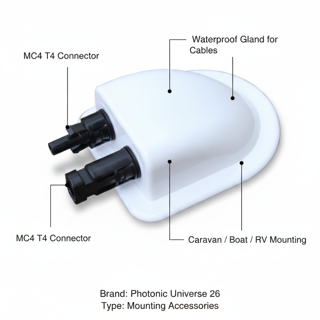 Waterproof double cable entry gland for T4 connectors, for motorhomes, caravans, campervans, boats and building installations - Technical specification image 2