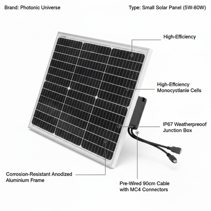 50W 12V monocrystalline solar panel with 90cm cable - Technical specification image 2