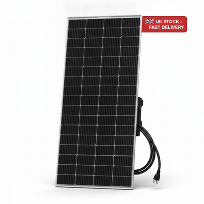 250W bi-facial monocrystalline solar panel with 60cm cable - UK Stock image 1