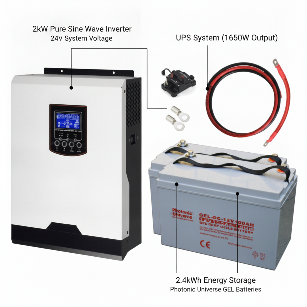 2kW Uninterrupted Power Supply (UPS) System with 2.4kWh energy storage - UK Stock image 1