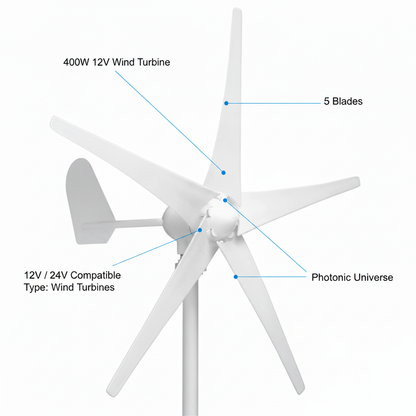 400W 12V wind turbine with 5 blades - Technical specification image 2