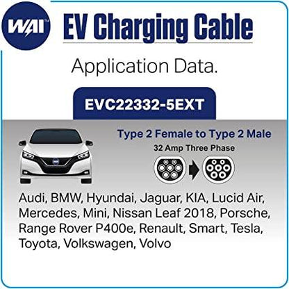 BMW i3 Compatible 32-Amp Three-Phase Charging Cable - Extension - Solarika.co.uk