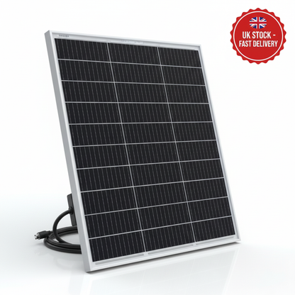 100W 12V bi-facial monocrystalline solar panel with 60cm cable - UK Stock image 1