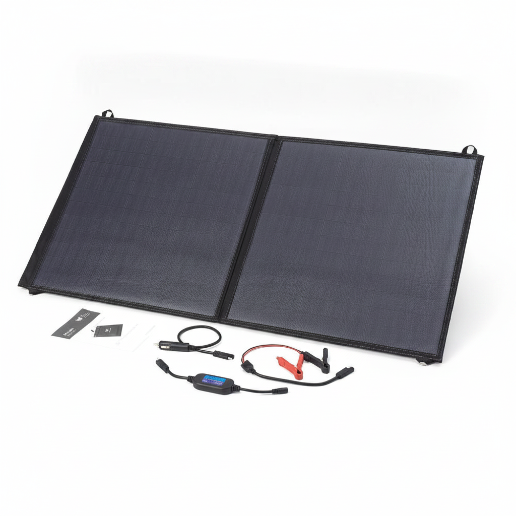 Solar Technology 90W Fold Up Solar Panel with Charge Controller - Studio image 1
